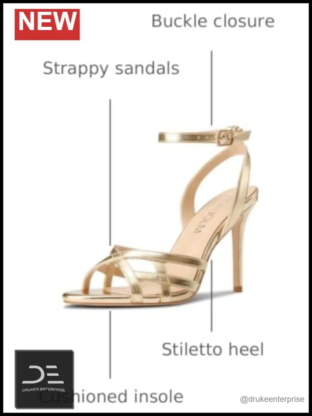 Women's Stiletto High Heel Round Toe Strappy Slingback Ankle Strap Sandals
